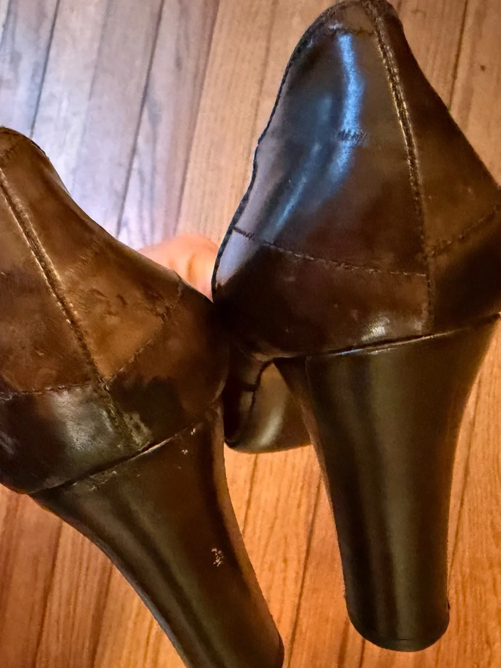Burberry Burgundy and Black Leather Colorblock Pumps - Picture 8 of 9